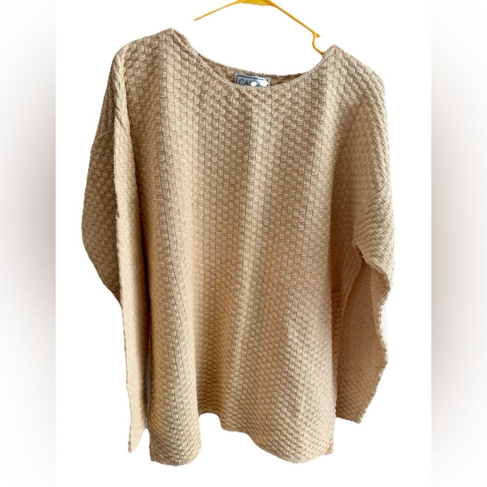 VTG. Casual Corner 100% Cotton Honeycomb Pale Yellow Sweater. Size S